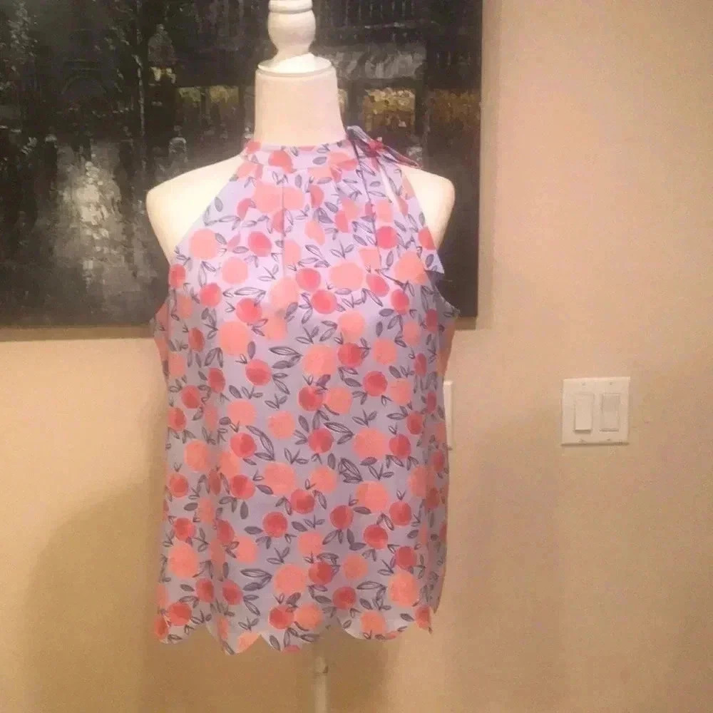 Maison Jules Scalloped Hem Halter Top-Size M